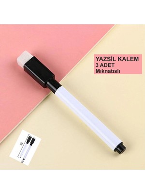 Özbience Çok Renkli Mıknatıslı ve Silgili Akıllı Tahta Kalemi 3'lü Set