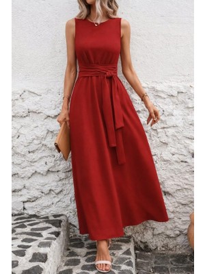 Flamex Kadın Omuzlardan Açık Belden Bağcıklı Uzun Aerobin Elbise