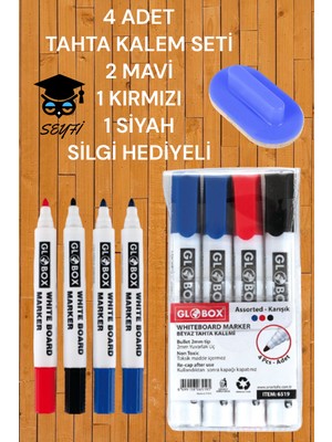 Özbience 4 Adet Renkli Tahta Kalem Seti, Mavi, Kırmızı ve Siyah Renkler