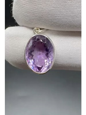Aries 3.43GR Natural Amethyst 925 Ayar Gümüş Kolye Ucu