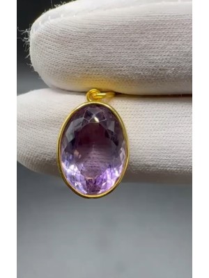 Aries 3.90GR Natural Amethyst 925 Ayar Gümüş Kolye Ucu