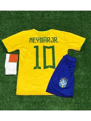 Brezilya 2023/24 Yeni Sezon Neymar Jr Çocuk Forması Şort Çorap 3'lü Set