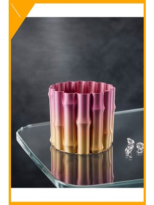 Esplendor Modern Tasarım Mor Sarı Degrade Vazo Dekoratif Obje