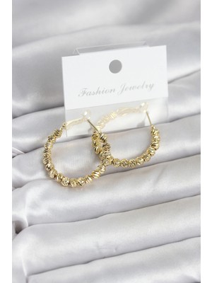 Twin Store Pirinç Gold Renk Dorika Halka Kadın Küpe
