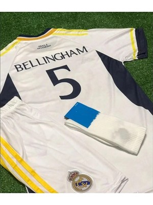 R.e.a.l Madrid 2023/24 Yeni Sezon Jude Bellingham Iç Saha Çocuk Forması Şort Çorap 3'lü Set