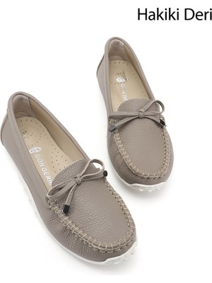 Gönderi(r) Kadın Vizon Floter  Fiyonklu Hakiki Deri Comfort Loafer