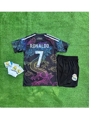 Real Madrid Ejderha Desenli Cristiano Ronaldo Çocuk Forması 4'lü Set (Armalı New)