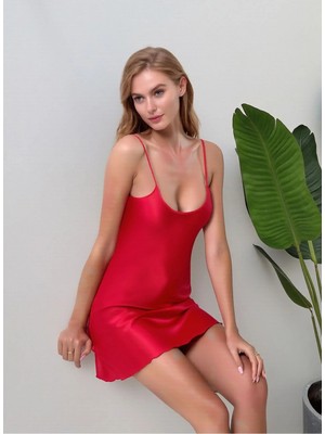 Loule Kadın Ev Giyim Ince Askılı Saten Gecelik - Rahat & Sade Tasarım