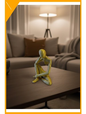 Esplendor Insan Figürlü Masa Üstü Dekoratif Biblo Sarı Renk Minimal Tasarım