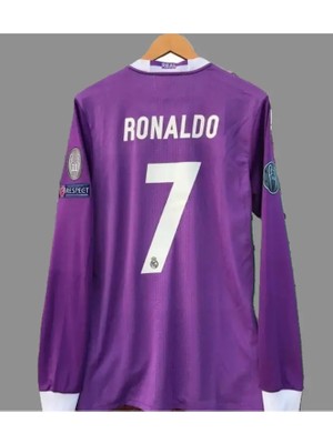 Cristiona R,o,n,a,l,d,o, Mor Real.madrid. 2017 Cardif Ligi Uzun Kollu Yetişkin Futbol FORMASI7674446