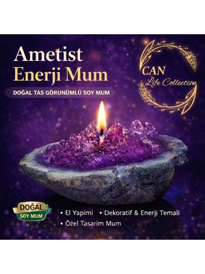 CAN Life Collection Ametist Gorunumlu Mum | Dekoratif El Yapimi Tasarim Mum | Enerji Temali Hediye Mum