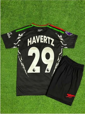 Arsenal 2024/25 Yeni Sezon Kai Havertz Deplasman Çocuk Forması 2'li Set (Black)