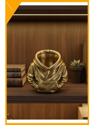 Esplendor Hoodie Form Masa Üstü Kalemlik 10X10 cm Gold Renk Düzenleyici