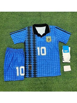 Arjantin 2023/24 Yeni Sezon Lionel Messi Ikonik Özel Nostalji Çocuk Forması 4'lü Set