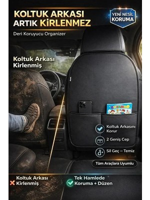 Kurra Store Mini Countryman (R60) Cooper S 1.6 (184 Hp) 2011 Uyumlu Araba Koltuk Arkası Deri Koruyucu Organizer– Su Geçirmez - Leke Tutmaz