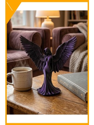 Esplendor Melek Figürlü Dekoratif Insan Biblo Küçük Boy Mor Renkli