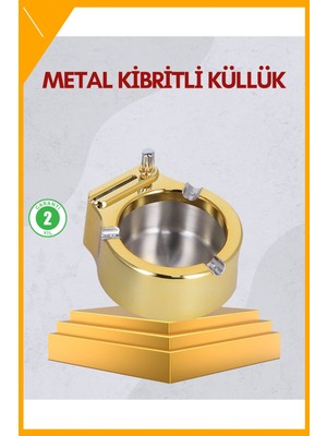Esplendor Masa Üstü Çakmaklı Metal Küllük Paslanmaz Çelik Günlük Kullanım