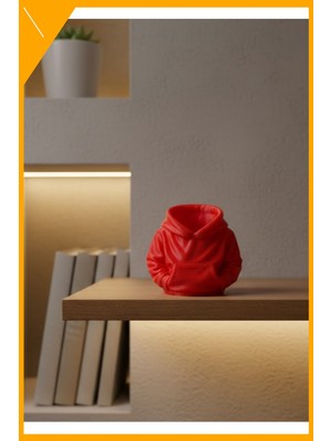 Esplendor Hoodie Formlu Masa Üstü Kalemlik Kırmızı 10X10 cm Dekoratif
