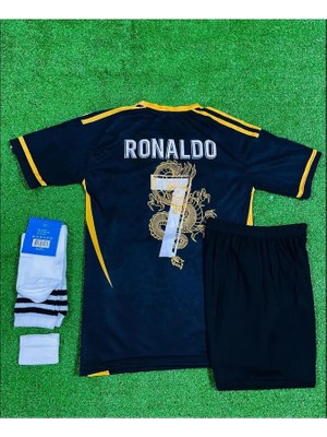 Cristiano Ronaldo Özel Dragon Tasarımlı R,e,a,l, M,a,d,r,i,d, Çocuk Forması 4'lü Set