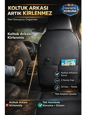 Kurra Store Mini Clubman (R55) Cooper Sd 2.0 (143 Hp) 2011 Uyumlu Araba Koltuk Arkası Deri Koruyucu Organizer– Su Geçirmez - Leke Tutmaz