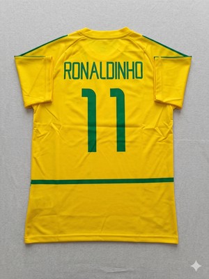 Andream Afrika Ronaldınho Brezilya Retro Sarı Yetişkin Unisex Futbol Forması