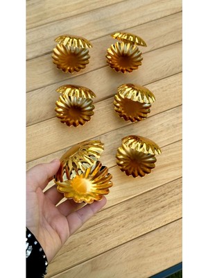 Özbience 6'lı Gold Isritidye Kapaklı Ayaklı Kahve Yanı Lokumluk ve Makaronluk