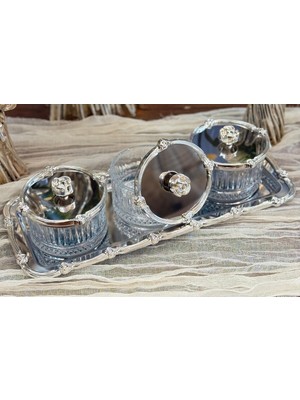 Özbience Gümüş Kase Seti, Tepsi ve Sunumluk, Zarif ve Şık Takım, 34 cm