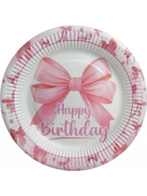 Hayaller Dükkanı Tabak Fiyonk Happy Bırhday Karton 300 gr 23CM Pk:8