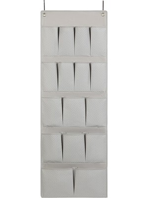 Dora Shopping 16 Gözlü Gri Balıksırtı Kapı Arkası Düzenleyici 45 x 125 cm