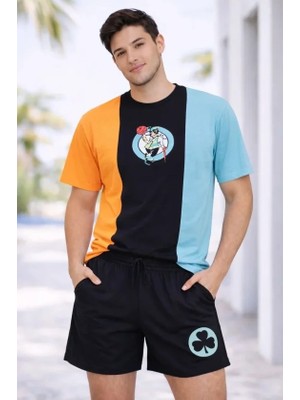 Çamaşır Kenti Erkek Nakışlı Tişört Şort Ikili Takım Oversize Yazlık Kombin
