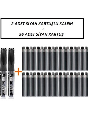 Özbience G-201 Beyaz Tahta Kalemi Siyah + Kartuş Siyah 2 Kalem 36 Kartuş