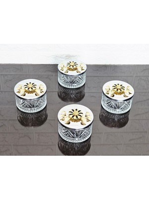 Özbience 6 Adet Siyah Papatya Çerezlik, Gümüş Kapaklı ve Şık Sunumluk