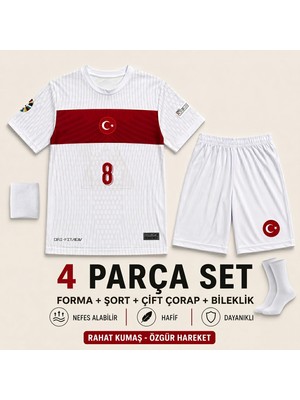 Andream Arda Güler Türkiye Milli Takım  Çocuk Futbol Forması Forma Şort Çorap Bileklik 4 Parça