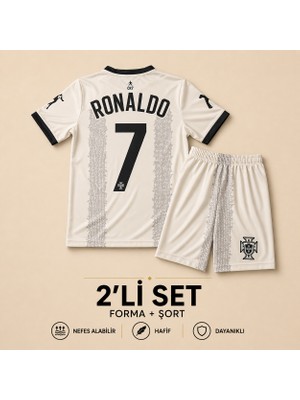 Andream Portekiz Ronaldo Özel Tasarım Griçocuk Futbol Forması Forma Şort 2 Parça