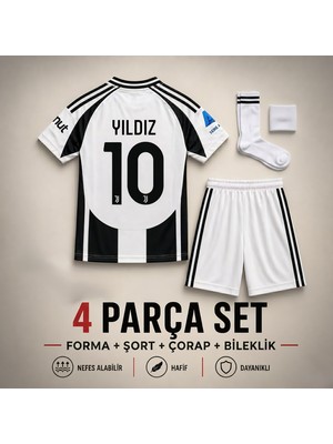 Andream Juventus Kenan Yıldız  Çocuk Futbol Forması Forma Şort Çorap Bileklik 4 Parça