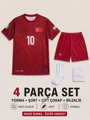 Andream Arda Güler Türkiye Milli Takım Çocuk Futbol Forması Forma Şort Çorap Bileklik 4 Parça