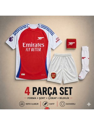 Andream Arsenal Odegard Çocuk Futbol Forması Forma Şort Çorap Bileklik 4 Parça