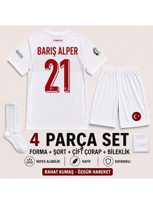 Andream Barış Alper Yılmaz Türkiye Milli Takım  Çocuk Futbol Forması Forma Şort Çorap Bileklik 4 Parça