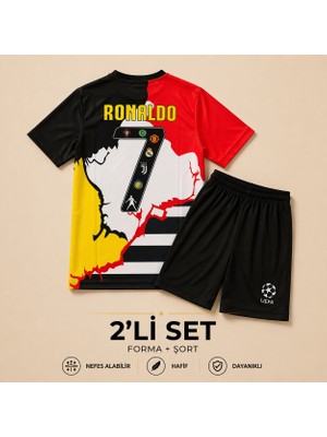 Andream Cristiano Ronaldo Cr7 Özel Tasarım Çocuk Futbol Forması Forma Şort 2 Parça