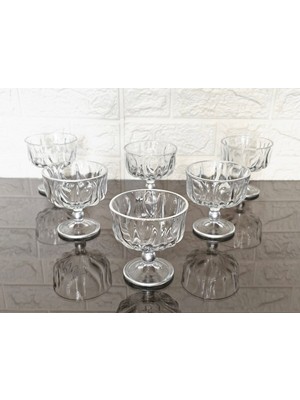 Özbience 6'lı Cam Magnolia Kasesi, Dondurma, Şekerlik, Çerezlik, Ayaklı, 9 Cm, 250 ml