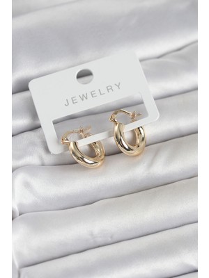 E-Woman Gold Renk Pirinç Halka 15 mm Kadın Küpe - Lisinya