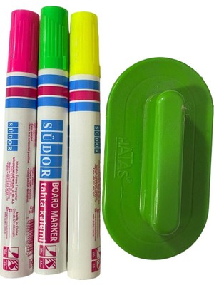 Özbience 3’lü Beyaz Tahta Kalemi ve Silgi Seti, Renkli ve Güvenli Yazım Araçları