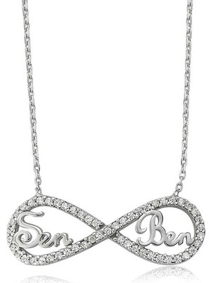 Aydogan's 925 Ayar Gümüş Sen Ben Yazılı Sonsuzluk Kadın Gümüş Kolye