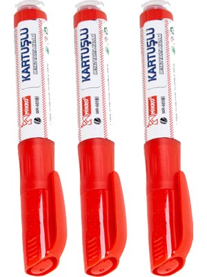 Özbience Renkli Kartuşlu Kırmızı Tahta Kalemi 3'lü Set, Keskin ve Canlı Uygulama