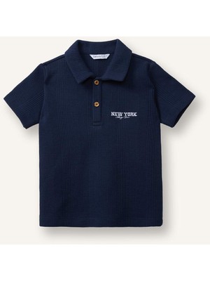 DeFacto Regular Fit Nakışlı Jakarlı Kısa Kollu Polo Tişört Erkek Bebek H3744A526SM