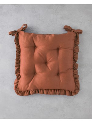 English Home Fırfırlı Sandalye Minderi 40x40 cm Kiremit