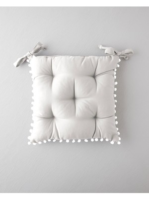English Home Ponponlu Sandalye Minderi 40x40 cm Bej