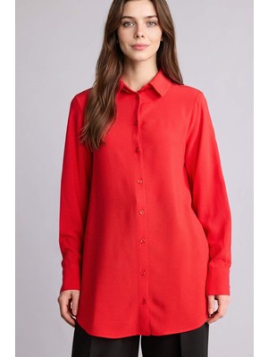 DeFacto Regular Fit Gömlek Yaka Uzun Kollu Tunik Z3538AZ26SP