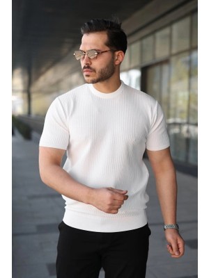 Çamaşır Kenti Erkek Bisiklet Yaka Petek Dokulu Kısa Kollu Triko Tişört