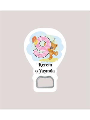 PremiumPort 9 Yaş Rakamlı Ayıcık Temalı Balon Açacak Magnet ve Jelatin Hediye
